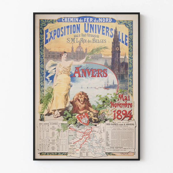 Vintage Poster for the 1894 Antwerp Universal Exposition
