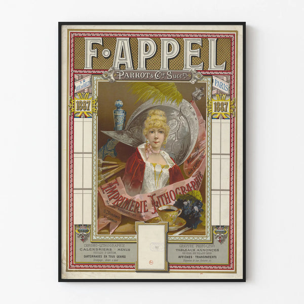 Vintage Poster Lithograph 1887 Printing House F. Appel Paris