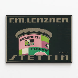 Vintage Poster F.M. Lenzner Stettin Packungen Plakate — framed artwork on a wall