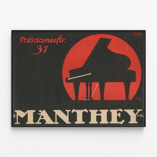 Vintage Poster Piano F. Manthey & Co Potsdamerstr. 31 — framed artwork on a wall