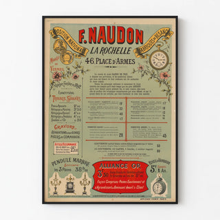Vintage advertising poster F. Naudon Watchmaking La Rochelle