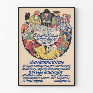 Vintage poster of costumes and masks J. Louis Kaiser Basel