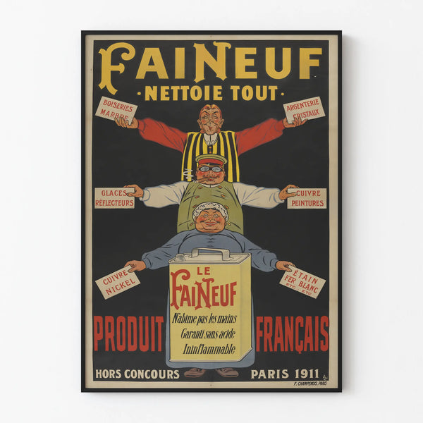 Vintage poster Faineuf Cleans Everything - Retro wall decoration French product