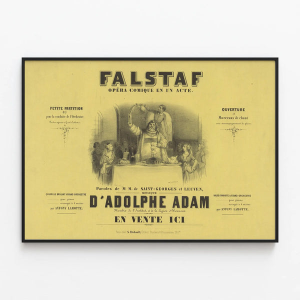 Vintage Falstaff Poster Opéra Comique - Classic Wall Decoration — framed artwork on a wall