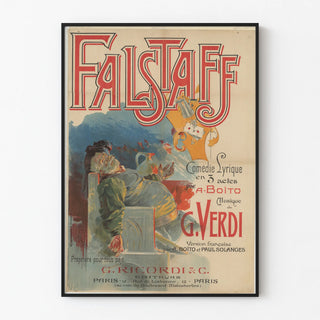 Decorative poster of Verdi's opera Falstaff in 3 acts