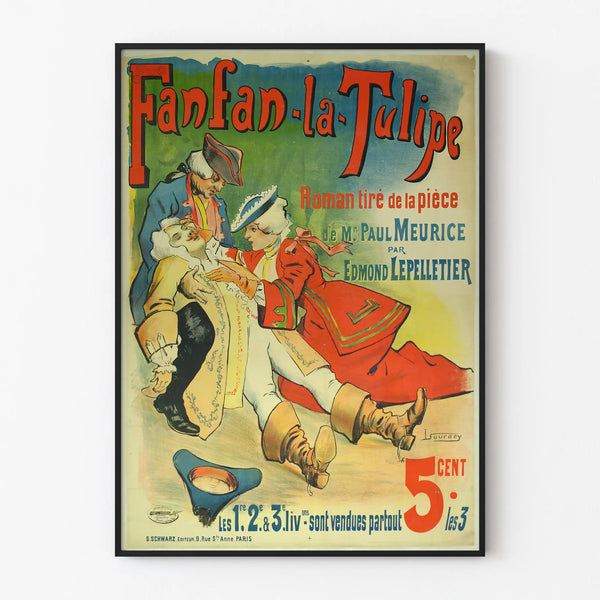 Vintage decorative poster of Fanfan-la-Tulipe novel based on the play