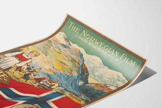 Vintage Norwegian film poster Fante-Anne with landscape and flag