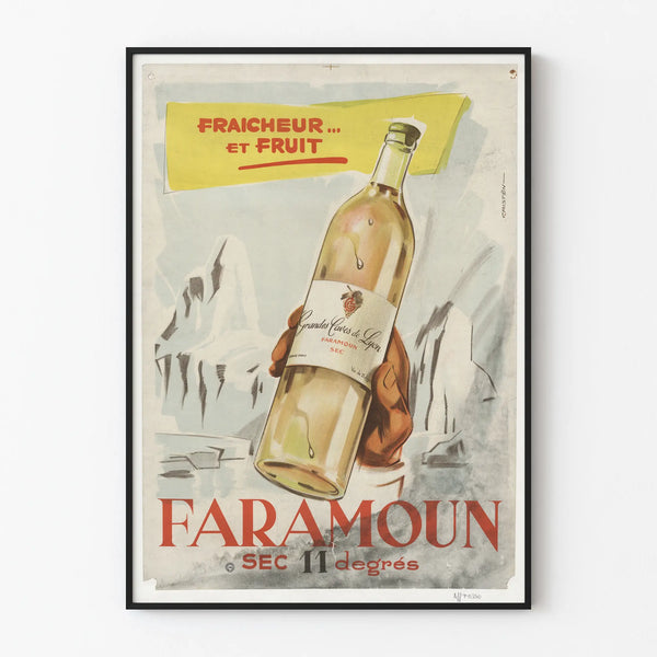Vintage Faramoun Sec Poster - Retro Wall Decoration White Wine