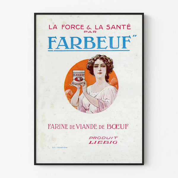Vintage poster FARBEUF Beef Flour Meat - Retro wall decoration