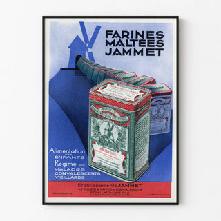 Vintage poster for Malted Flours Jammet with windmill design