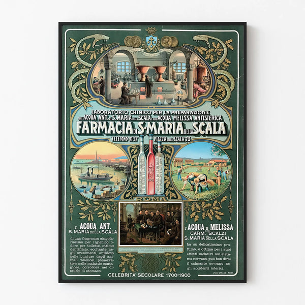 Vintage pharmacy poster Santa Maria della Scala – Retro wall decoration