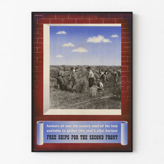 Vintage poster of agricultural harvest and support for the war effort