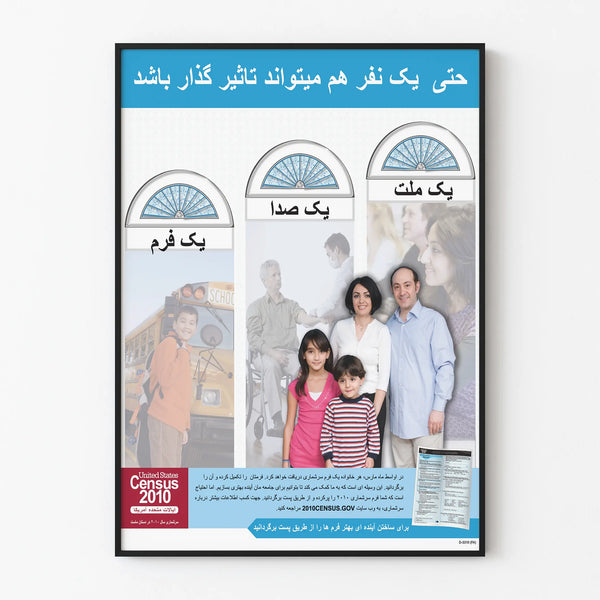 Educational poster census 2010 in Farsi for wall decoration