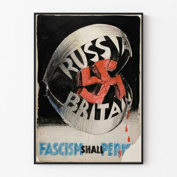 Decorative antifascist poster 'Fascism Shall Perish' vintage