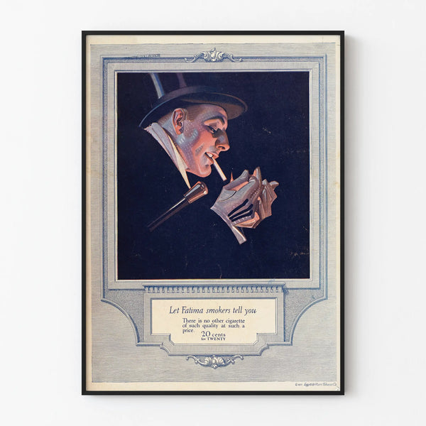 Vintage poster of a man smoking a Fatima cigarette