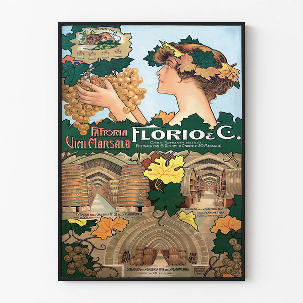 Vintage poster Fattoria Vini Marsala Florio & C. for wall decoration