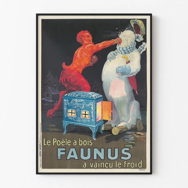Vintage poster of Faunus wood stove wall decoration