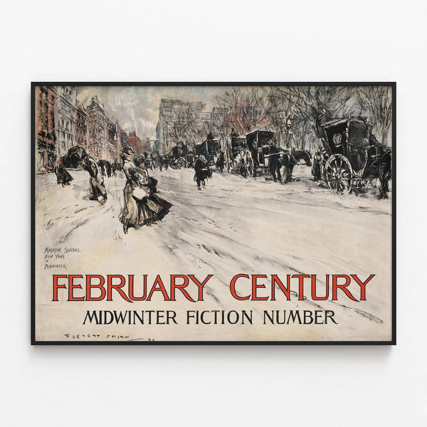 Retro Decorative Poster February Century Midwinter Fiction — framed artwork on a wall