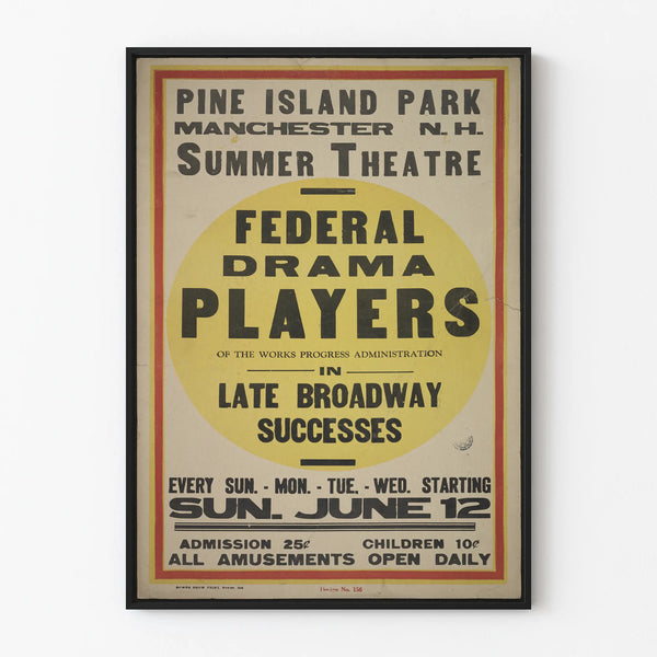 Vintage Federal Drama Players Poster - Pine Island Park Summer Theater