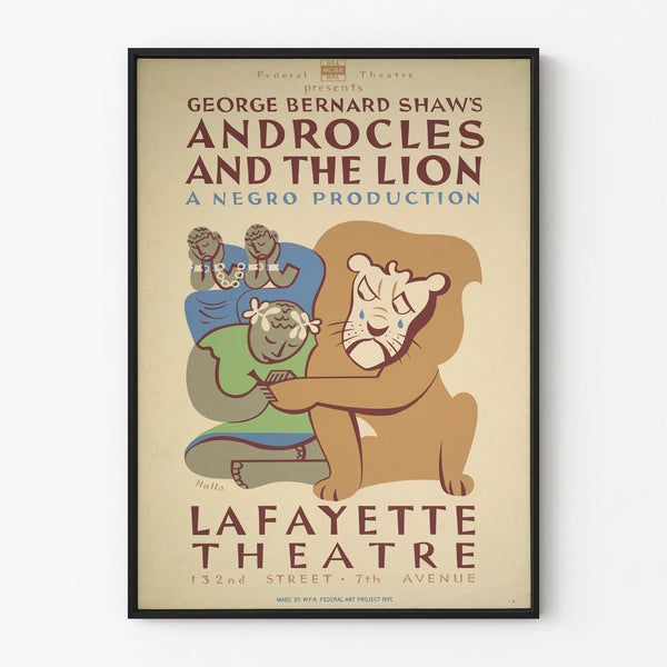 Vintage theatrical poster of Androcles and the Lion by George Bernard Shaw