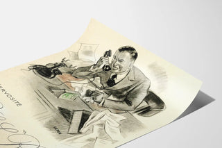 Vintage poster of a scene of nervousness on the phone