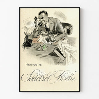 Vintage poster of a scene of nervousness on the phone