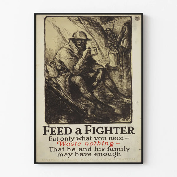 Vintage Soldier Eating Poster - Food Awareness Poster