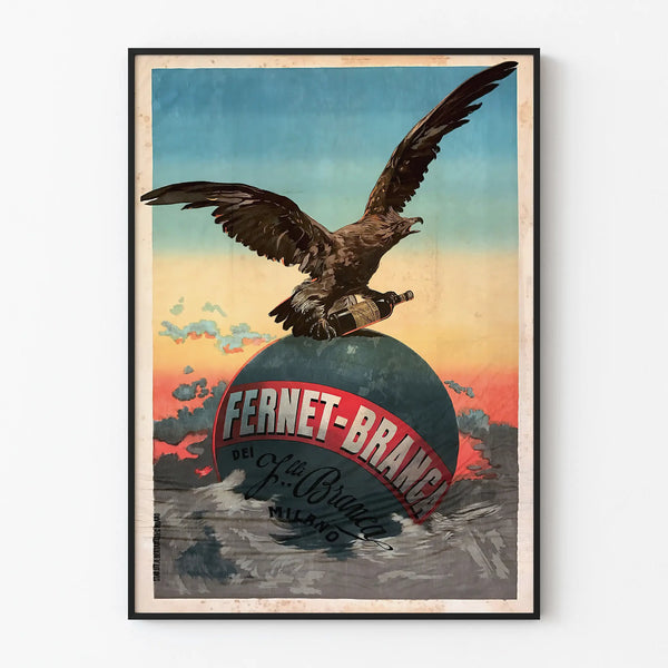 Vintage Poster Fernet-Branca Eagle and Bottle