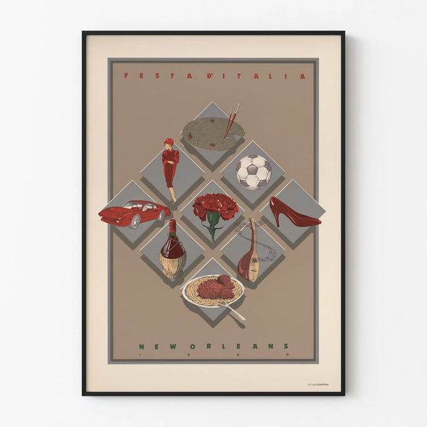 Vintage wall decoration poster Festa d'Italia New Orleans 1986