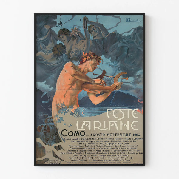 Vintage poster Feste Lariane Como 1905 wall decoration