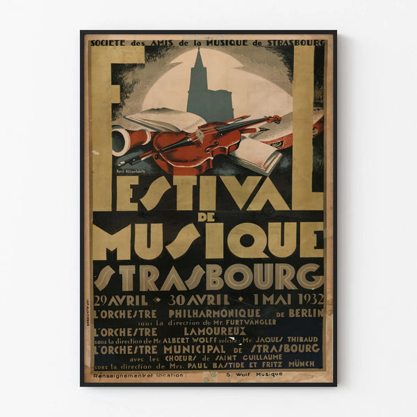 Vintage Music Festival Poster Strasbourg 1932