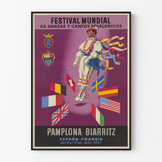 Poster for the World Festival of Folk Dances and Songs Pamplona Biarritz