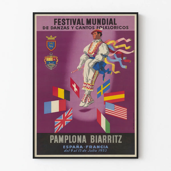 Poster for the World Festival of Folk Dances and Songs Pamplona Biarritz