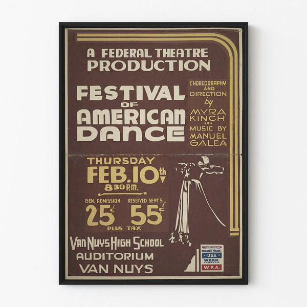 Poster Festival of American Dance - Vintage Theater Wall Decoration