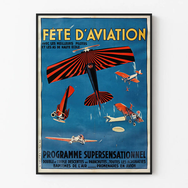 Vintage Poster of Aviation Festival with Acrobatics and Air Baptisms
