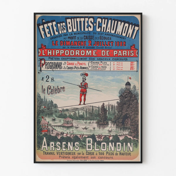Vintage poster of Buttes-Chaumont Festival 1882 wall decoration
