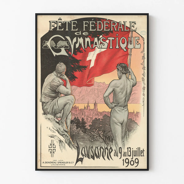 Vintage Poster of the Federal Gymnastics Festival Lausanne 1909