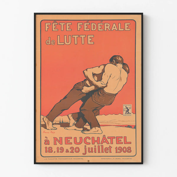 Vintage Poster of the Federal Wrestling Festival in Neuchâtel 1908
