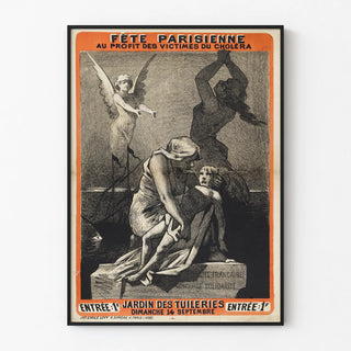 Vintage poster Parisian celebration for cholera victims