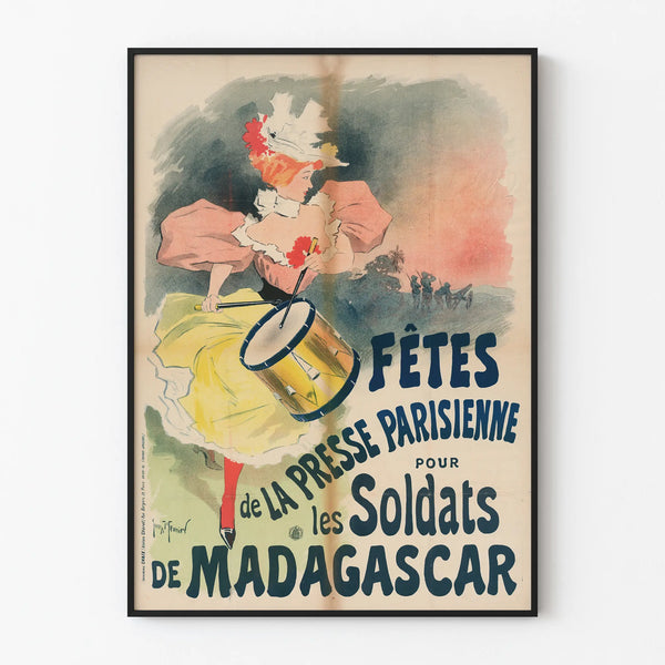 Vintage Poster of the Parisian Press Celebrations for the Soldiers of Madagascar