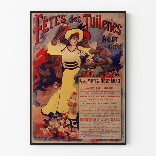 Vintage Poster of Tuileries Celebrations August 1892 Wall Decoration