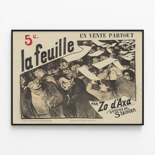 Vintage Poster La Feuille by Zo d'Axa and Steinlen — framed artwork on a wall