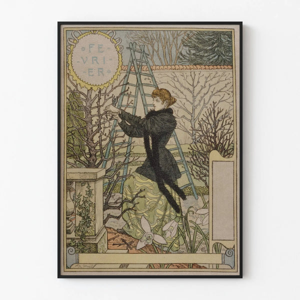 Vintage February Garden Decorative Poster
