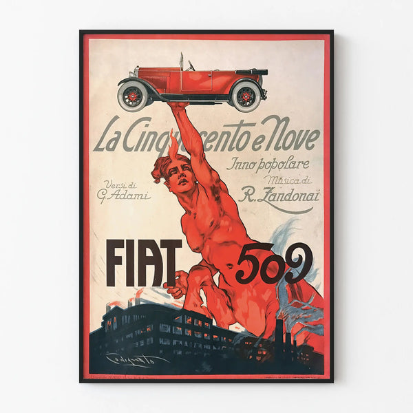 Vintage Fiat 509 Poster La Cinquecento e Nove Wall Decoration