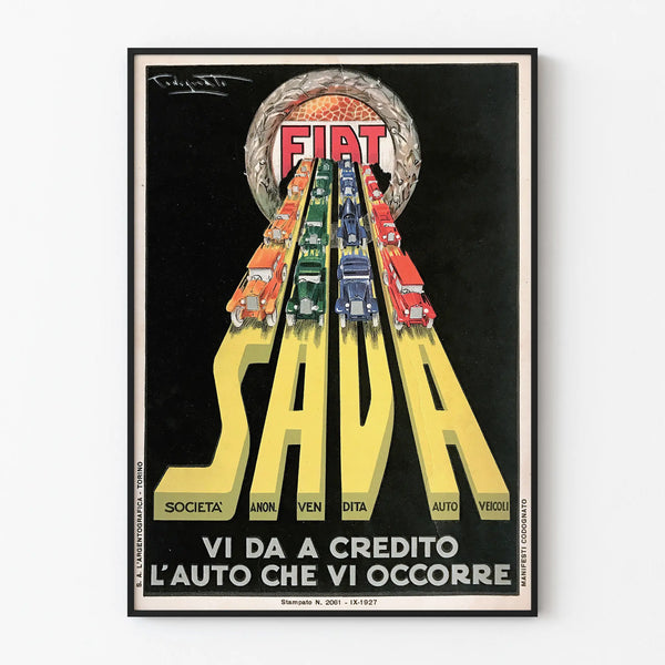 Vintage Fiat SAVA Poster - Retro Car Wall Decoration
