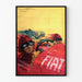 Vintage poster of a red Fiat car race