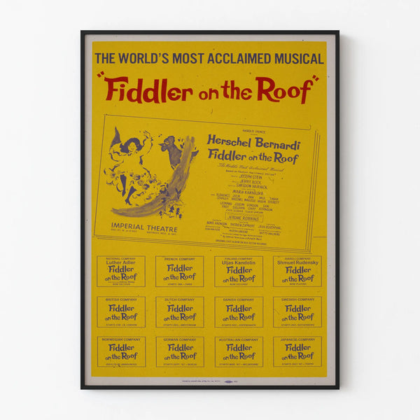 Vintage poster Fiddler on the Roof - Retro musical wall decoration