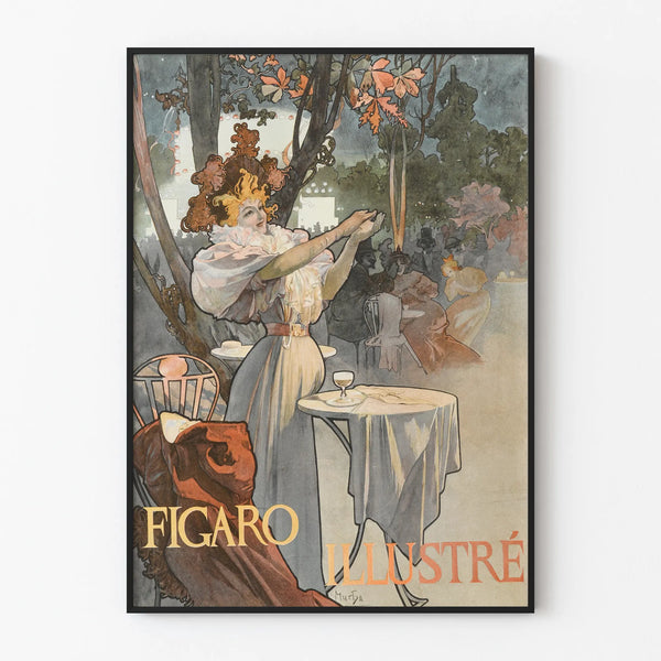 Vintage Figaro Illustrated poster with elegant feminine cutout