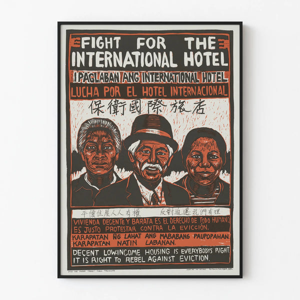 Poster advocating for the right to decent housing and against evictions