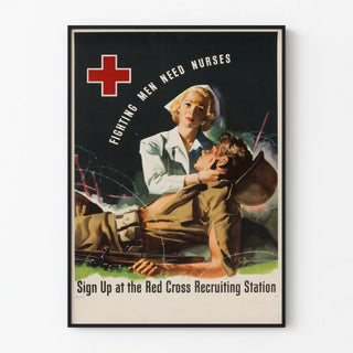 Vintage poster: Fighting Men Need Nurses - Red Cross